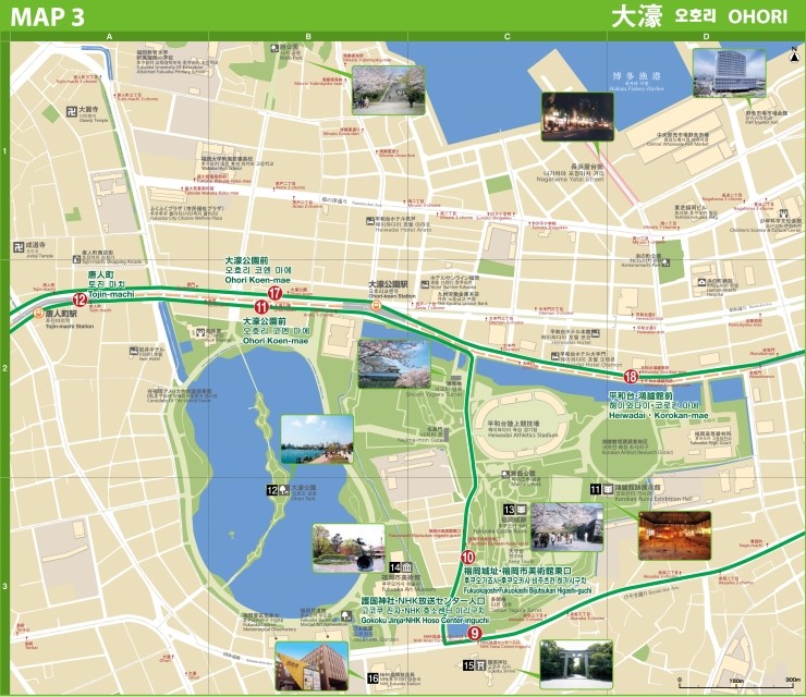 후쿠오카 지도, 관광지도 (하카타, 텐진, 오호리, 모모치) : 네이버 블로그