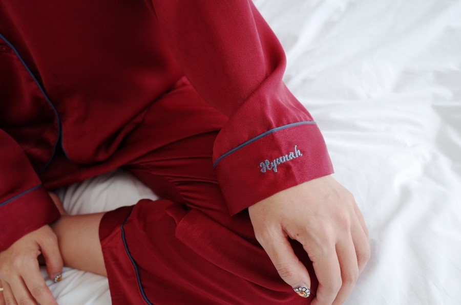 New Wine Silk Pajamas Newlyweds Couple Pajamas Fas