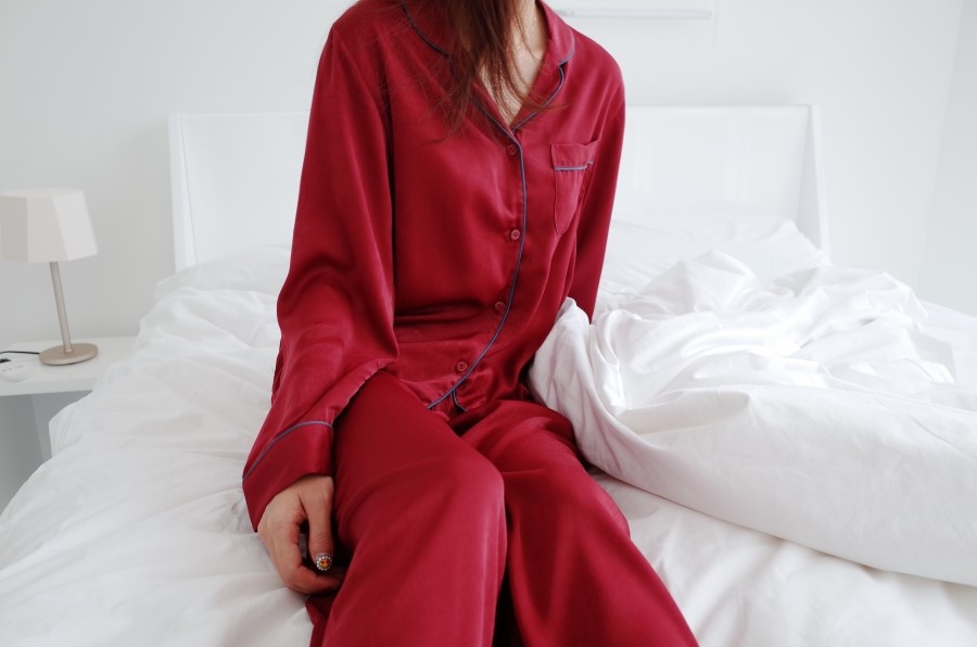 New Wine Silk Pajamas Newlyweds Couple Pajamas Fas