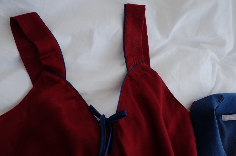 New Wine Silk Pajamas Newlyweds Couple Pajamas Fas