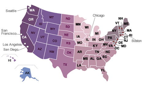 미국 영토의, 확장 과정. 과, 미국 50개 주 지도, * 4지역 구분.. // ( 50개 주 이름 외우기).. : 네이버 블로그